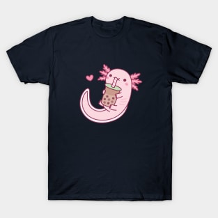 Cute Axolotl Loves Bubble Tea T-Shirt